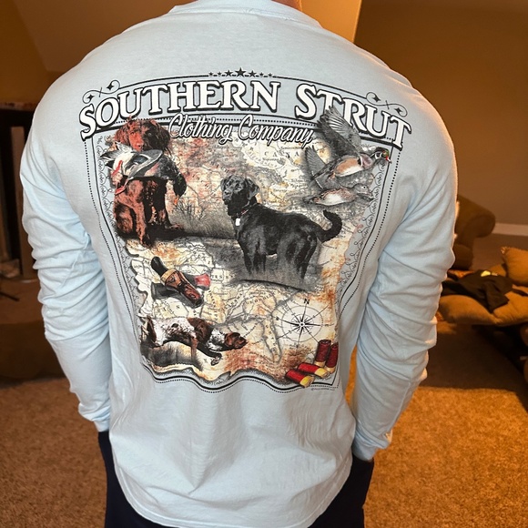 Comfort Colors Southern Strut Clothing Company Men's Sky Blue Long Sleeve - Picture 8 of 8